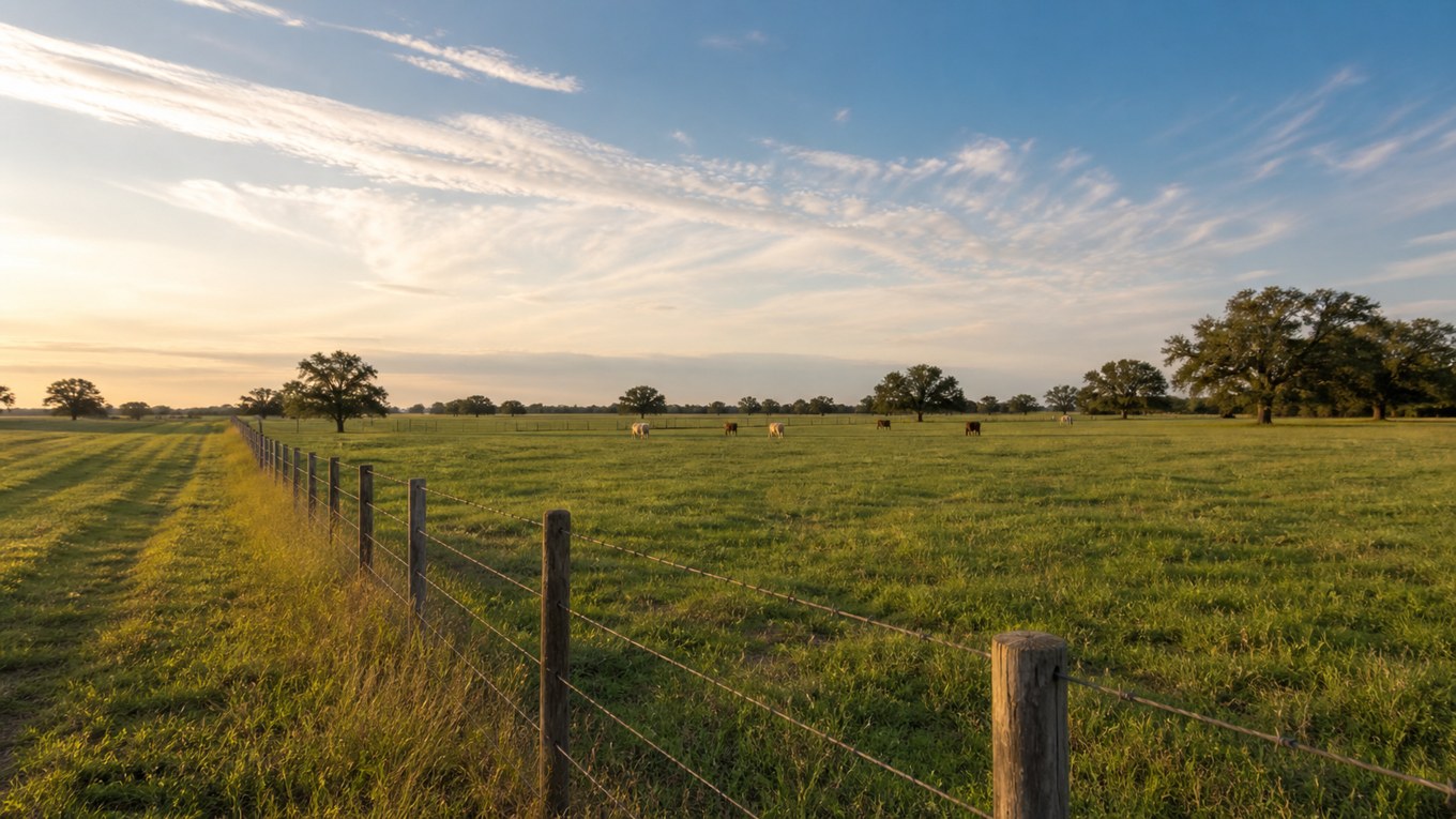 Illustrative Texas pasture and ranch landscape